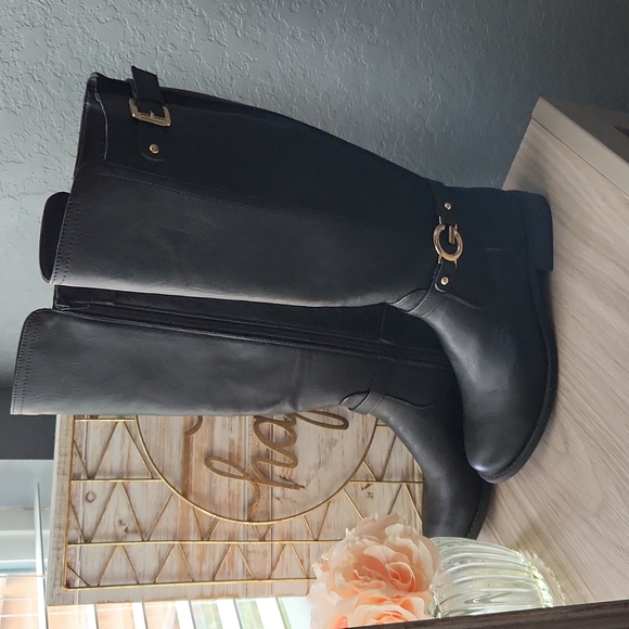 G by Guess Black Quilted Riding Boots - Picture 1 of 7